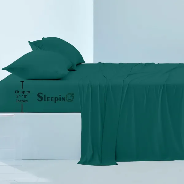 Teal_Egyptian_Cotton_400TC_All_Around_Elastic_Fitted_Bedsheet_With_Pillow_Cover