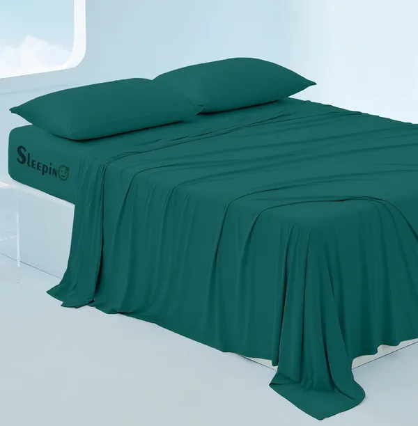 Teal_Egyptian_Cotton_400TC_All_Around_Elastic_Fitted_Bedsheet_With_Pillow_Cover