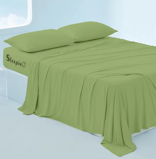 Olive_Egyptian_Cotton_400TC_All_Around_Elastic_Fitted_Bedsheet_With_Pillow_Cover