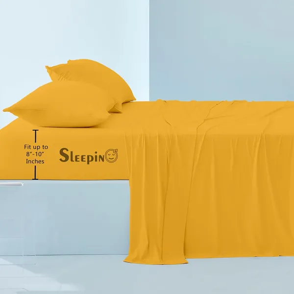 Gold_Egyptian_Cotton_400TC_All_Around_Elastic_Fitted_Bedsheet_With_Pillow_Cover