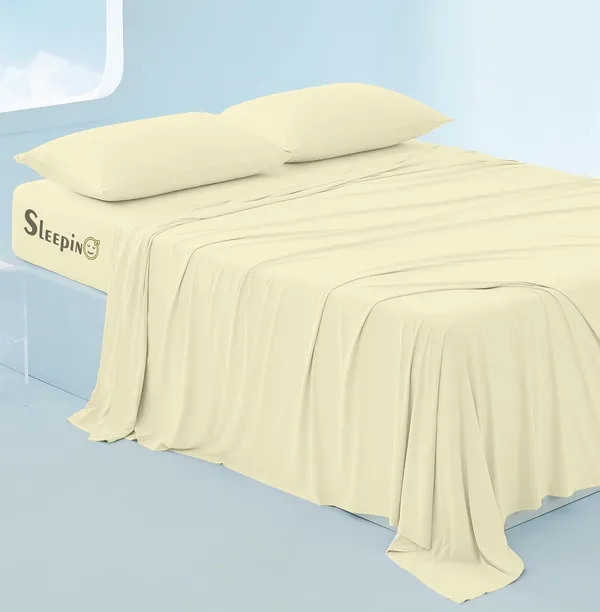 Ivory_Egyptian_Cotton_400TC_All_Around_Elastic_Fitted_Bedsheet_With_Pillow_Cover