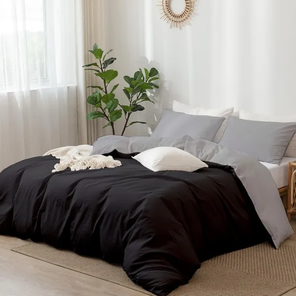 Black_&_Silver_Soft_Brushed_Microfiber_Reversible_Rajai_Cover_Set_With_Zipper_&_Pillow_Cover