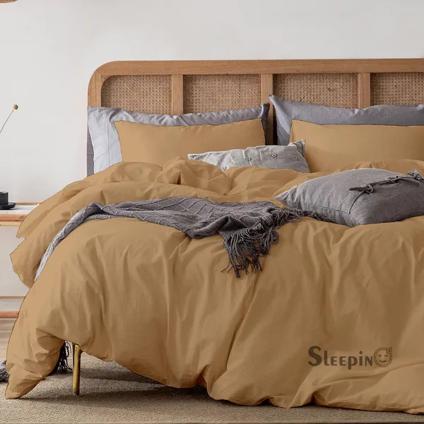 Beige_Soft_Brushed_Microfiber_Rajai_Cover_Set_With_Zipper_&_Pillow_Cover_60X90_Single_Bed