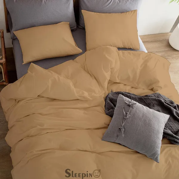Beige_Soft_Brushed_Microfiber_Rajai_Cover_Set_With_Zipper_&_Pillow_Cover_60X90_Single_Bed