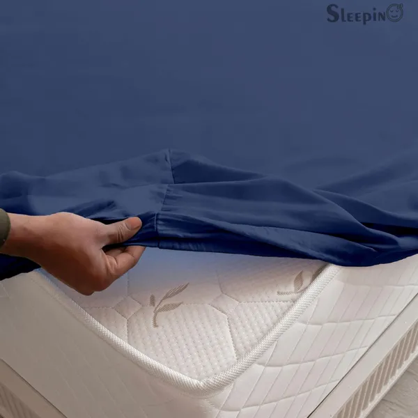 Navy_Blue_Soft_Finish_Cotton_Feel_Elastic_Fitted_Bedsheet