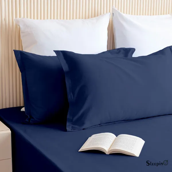Navy_Blue_Soft_Finish_Cotton_Feel_Elastic_Fitted_Bedsheet