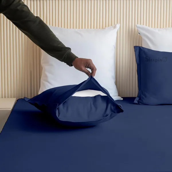 Navy_Blue_Soft_Finish_Cotton_Feel_Elastic_Fitted_Bedsheet