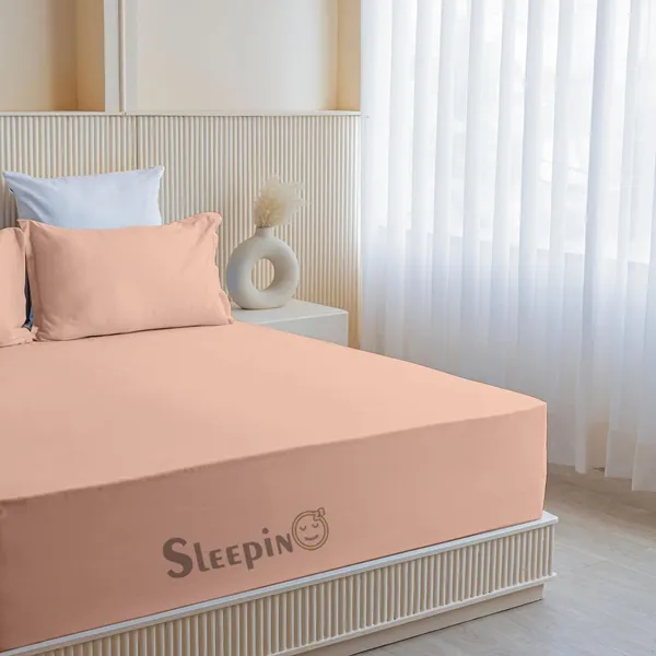 Peach_Soft_Finish_Cotton_Feel_Elastic_Fitted_Bedsheet