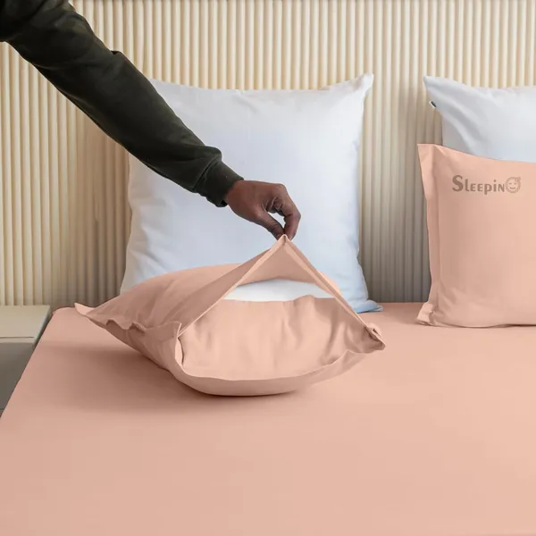 Peach_Soft_Finish_Cotton_Feel_Elastic_Fitted_Bedsheet