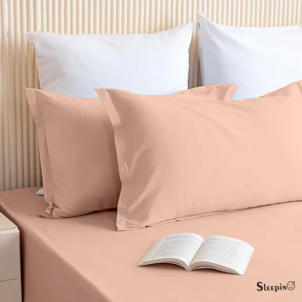 Peach_Soft_Finish_Cotton_Feel_Elastic_Fitted_Bedsheet
