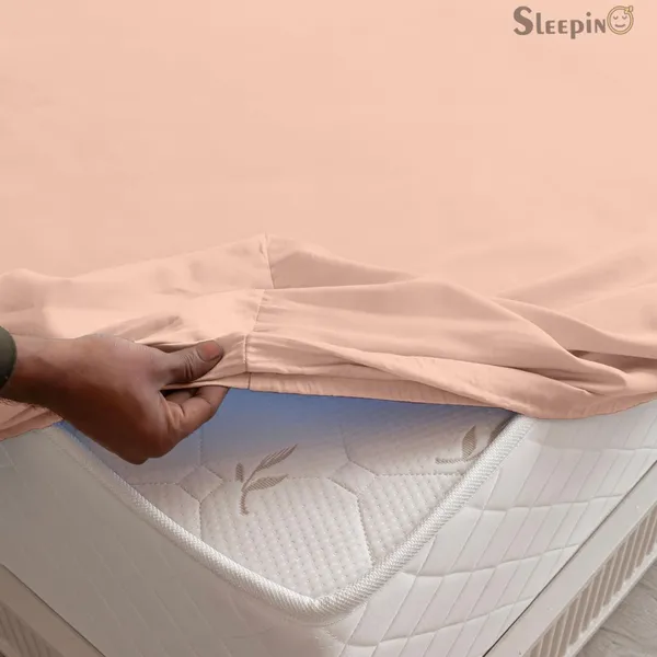 Peach_Soft_Finish_Cotton_Feel_Elastic_Fitted_Bedsheet