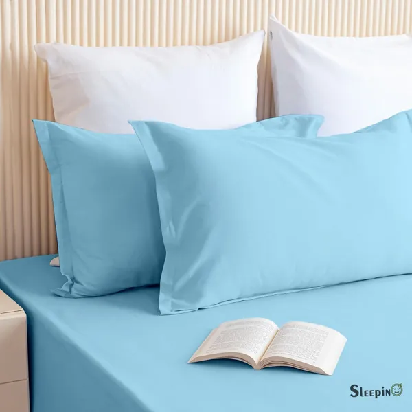 Sky_Blue_Soft_Finish_Cotton_Feel_Elastic_Fitted_Bedsheet