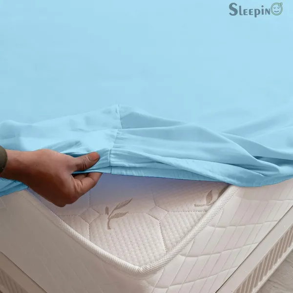 Sky_Blue_Soft_Finish_Cotton_Feel_Elastic_Fitted_Bedsheet