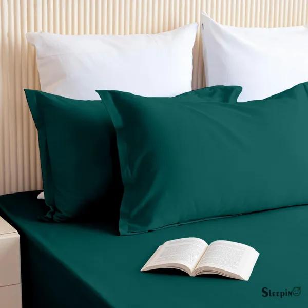 Teal_Soft_Finish_Cotton_Feel_Elastic_Fitted_Bedsheet