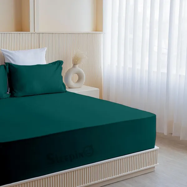 Teal_Soft_Finish_Cotton_Feel_Elastic_Fitted_Bedsheet