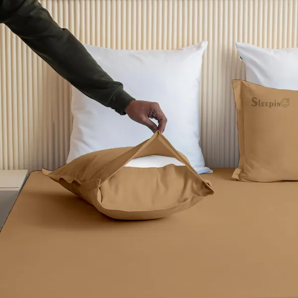 Beige_Soft_Finish_Cotton_Feel_Elastic_Fitted_Bedsheet