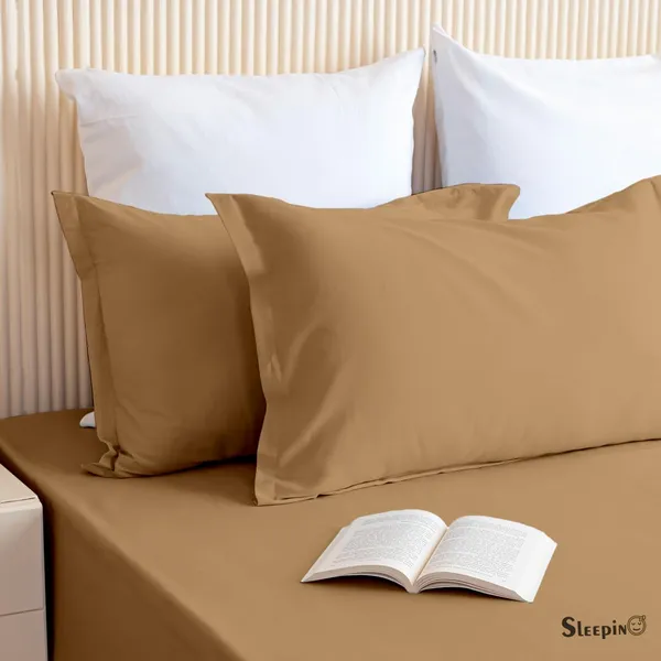 Beige_Soft_Finish_Cotton_Feel_Elastic_Fitted_Bedsheet