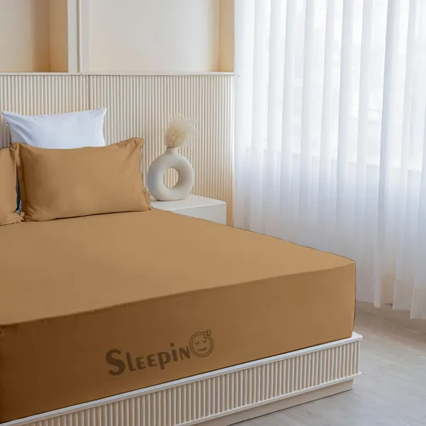 Beige_Soft_Finish_Cotton_Feel_Elastic_Fitted_Bedsheet