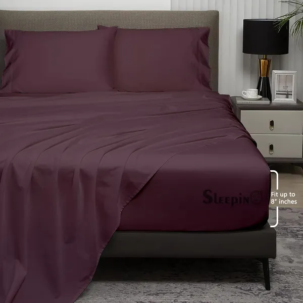 Plum_Soft_Finish_Cotton_Feel_Elastic_Fitted_Bedsheet