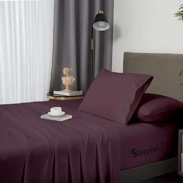 Plum_Soft_Finish_Cotton_Feel_Elastic_Fitted_Bedsheet
