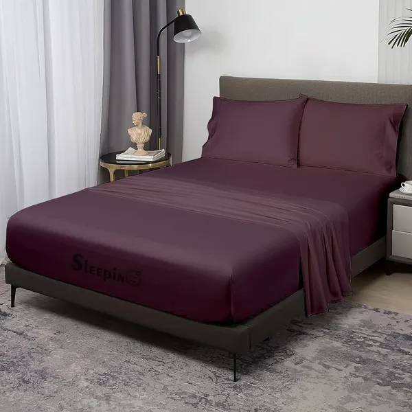 Plum_Soft_Finish_Cotton_Feel_Elastic_Fitted_Bedsheet