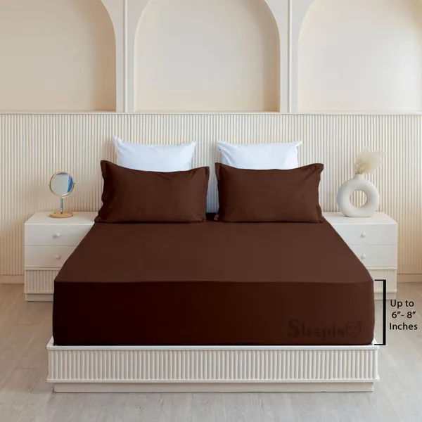 Brown_Soft_Finish_Cotton_Feel_Elastic_Fitted_Bedsheet