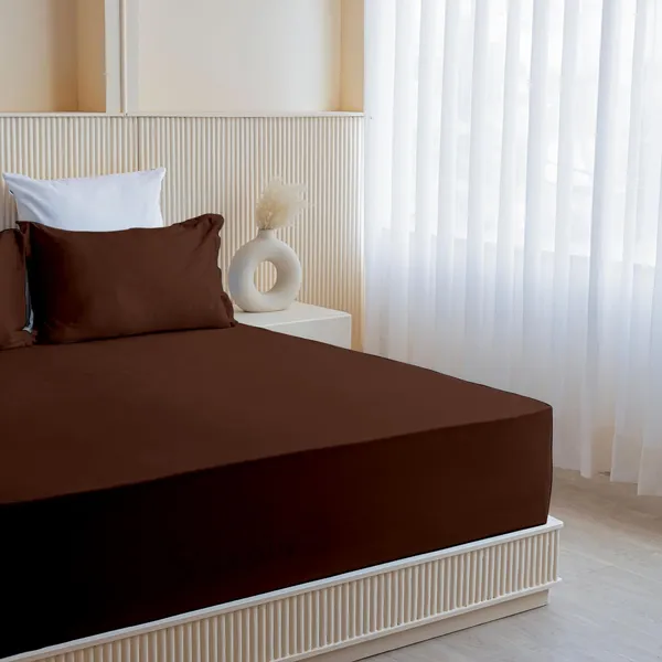 Brown_Soft_Finish_Cotton_Feel_Elastic_Fitted_Bedsheet