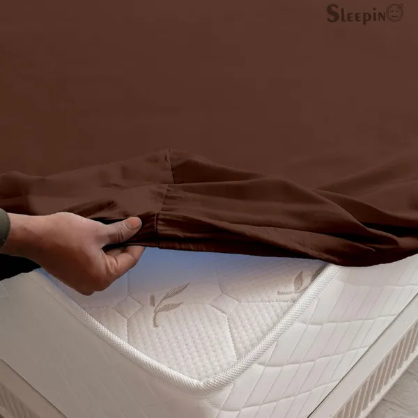 Brown_Soft_Finish_Cotton_Feel_Elastic_Fitted_Bedsheet