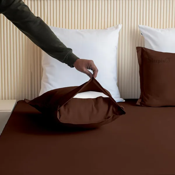 Brown_Soft_Finish_Cotton_Feel_Elastic_Fitted_Bedsheet