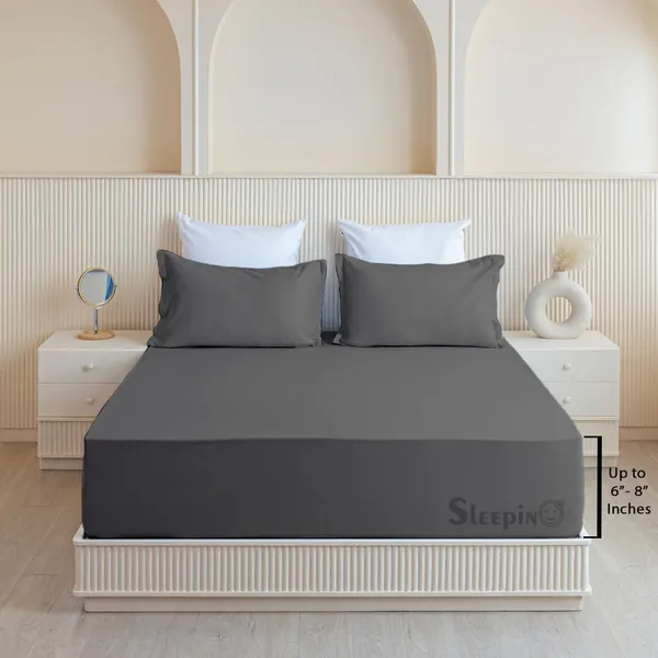 Dark_Grey_Soft_Finish_Cotton_Feel_Elastic_Fitted_Bedsheet