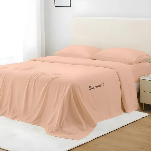 Peach_Super_Soft_Brushed_Microfiber_Hypoallergenic_Bedsheet_With_2_Pillow_Cover