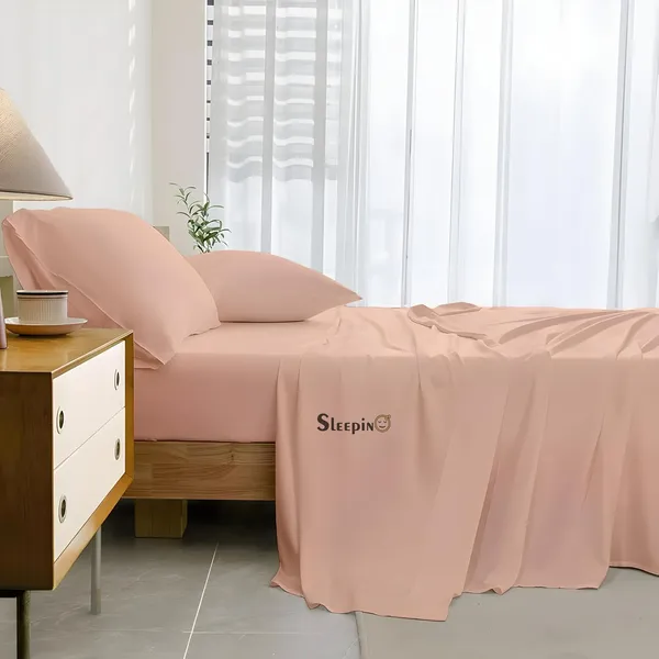 Peach_Super_Soft_Brushed_Microfiber_Hypoallergenic_Bedsheet_With_2_Pillow_Cover