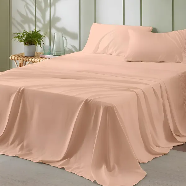 Peach_Super_Soft_Brushed_Microfiber_Hypoallergenic_Bedsheet_With_2_Pillow_Cover