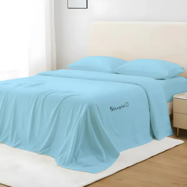 Sky_Blue_Super_Soft_Brushed_Microfiber_Hypoallergenic_Bedsheet_With_2_Pillow_Cover