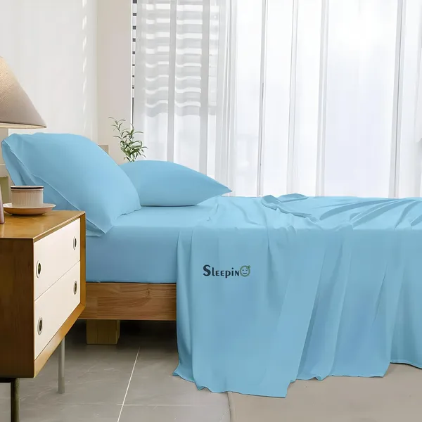 Sky_Blue_Super_Soft_Brushed_Microfiber_Hypoallergenic_Bedsheet_With_2_Pillow_Cover