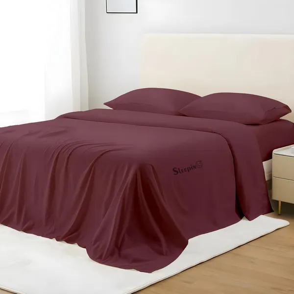 Wine_Super_Soft_Brushed_Microfiber_Hypoallergenic_Bedsheet_With_2_Pillow_Cover