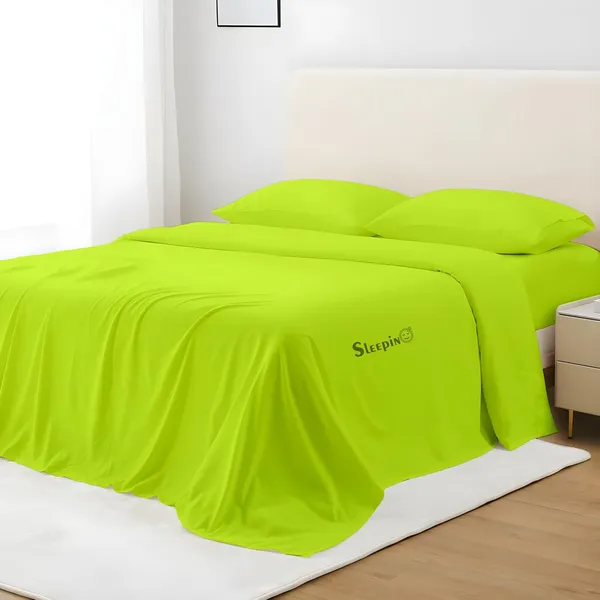 Parrot_Green_Super_Soft_Brushed_Microfiber_Hypoallergenic_Bedsheet_With_2_Pillow_Cover