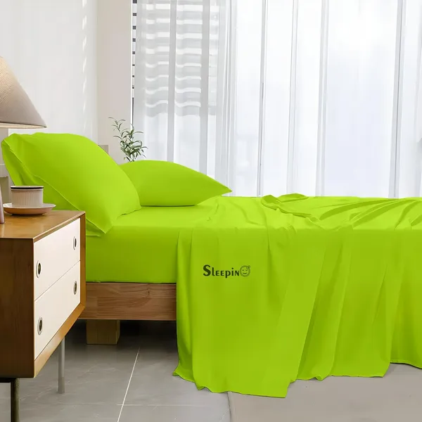 Parrot_Green_Super_Soft_Brushed_Microfiber_Hypoallergenic_Bedsheet_With_2_Pillow_Cover