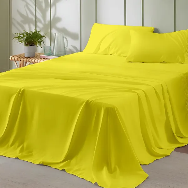 Vanilla_Yellow_Super_Soft_Brushed_Microfiber_Hypoallergenic_Bedsheet_With_2_Pillow_Cover