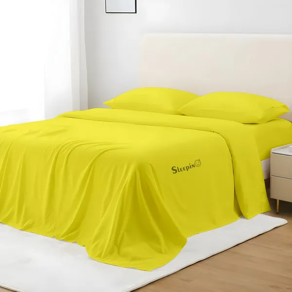 Vanilla_Yellow_Super_Soft_Brushed_Microfiber_Hypoallergenic_Bedsheet_With_2_Pillow_Cover