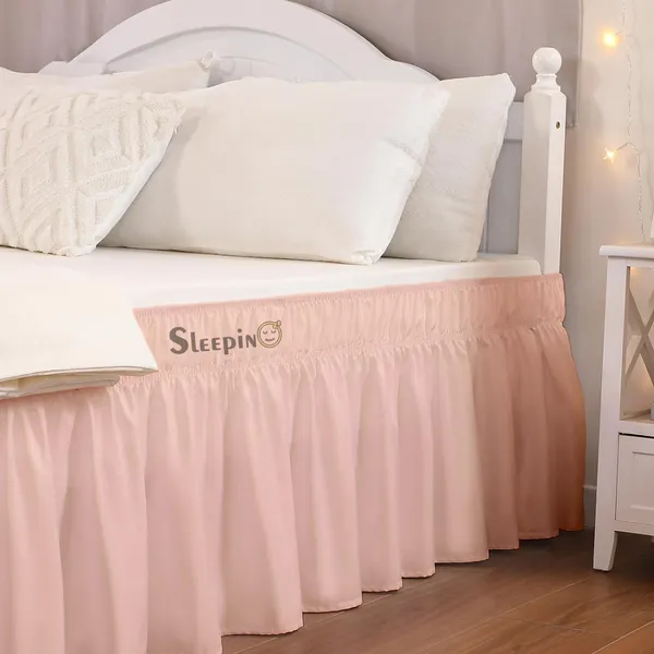 Peach_Wrinkle_Free_Brushed_Microfiber_Wrap_Around_Easy_Elastic_Fit_Bed_Skirt