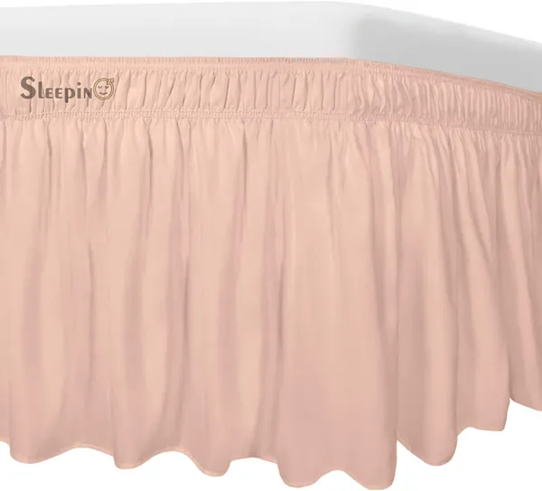 Peach_Wrinkle_Free_Brushed_Microfiber_Wrap_Around_Easy_Elastic_Fit_Bed_Skirt