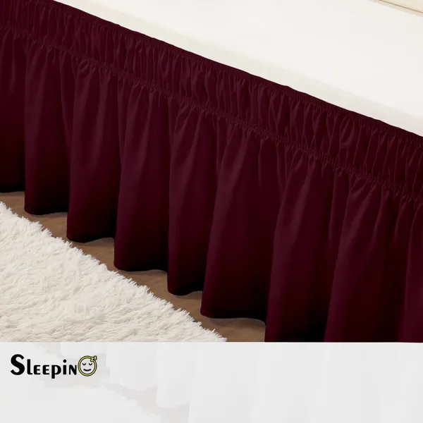 Wine_Wrinkle_Free_Brushed_Microfiber_Wrap_Around_Easy_Elastic_Fit_Bed_Skirt