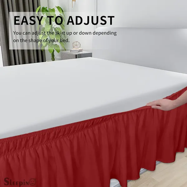 Burgundy_Wrinkle_Free_Brushed_Microfiber_Wrap_Around_Easy_Elastic_Fit_Bed_Skirt