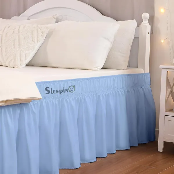 Sky_Blue_Wrinkle_Free_Brushed_Microfiber_Wrap_Around_Easy_Elastic_Fit_Bed_Skirt