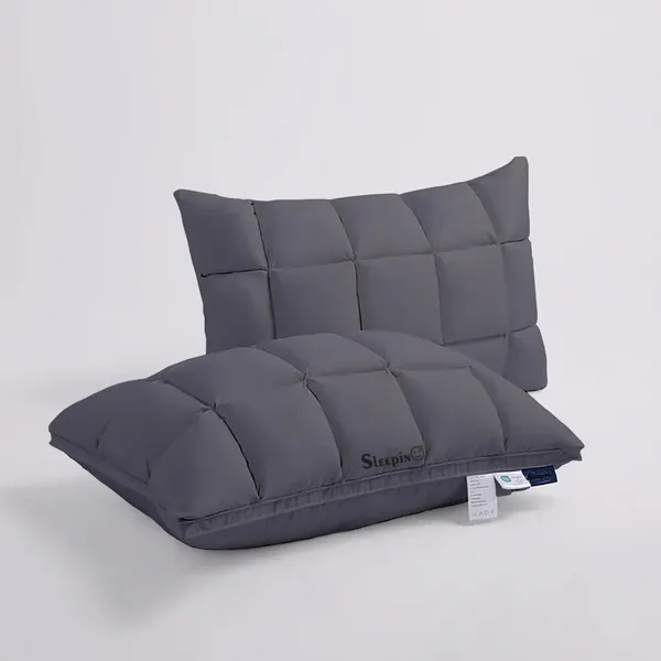 Pack_Of_2_Dark_Grey_Premium_Box_Buffle_Pinch_Pleate_Adjustable_Hight_Pillow
