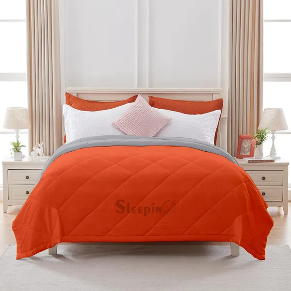 Orange_&_Silver_Brushed_Microfiber_100_GSM_AC_Reversible_Comforter_For_Heavy_Winter