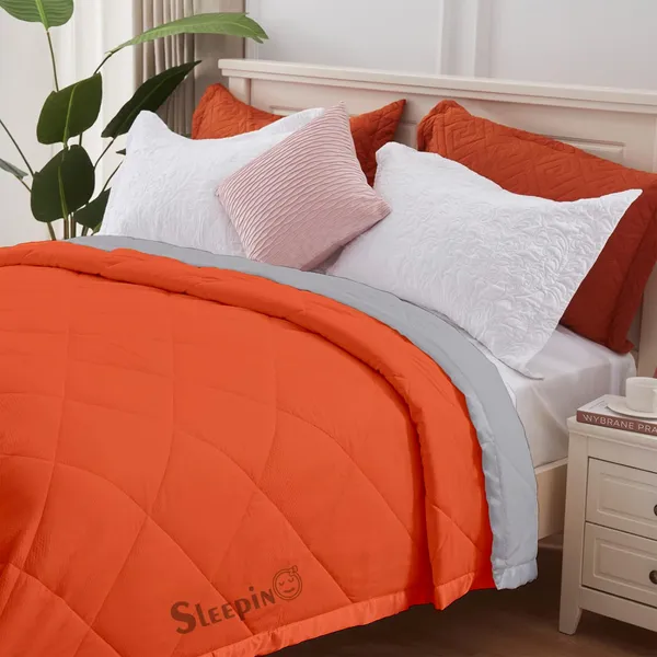 Orange_&_Silver_Brushed_Microfiber_100_GSM_AC_Reversible_Comforter_For_Heavy_Winter