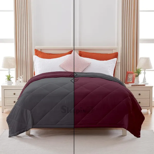 Wine_Brushed_Microfiber_100_GSM_AC_Reversible_Comforter_For_Heavy_Winter