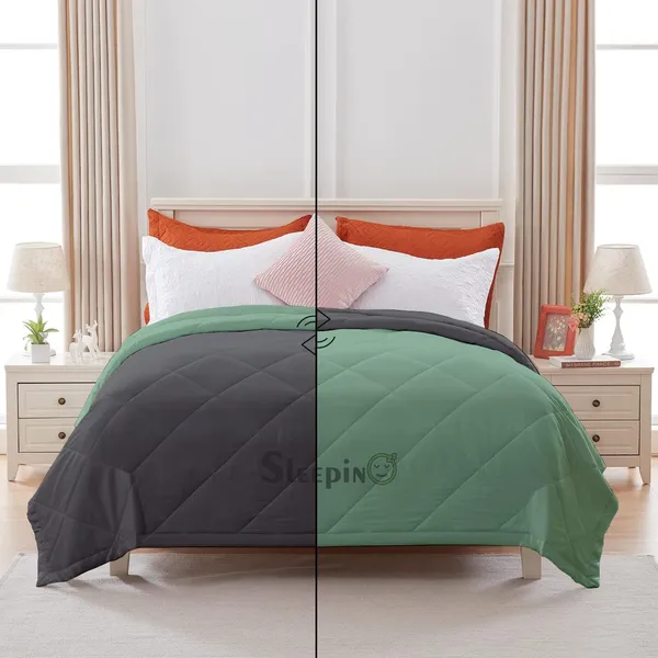Sage_Dark_Gey_Brushed_Microfiber_100_GSM_AC_Reversible_Comforter_For_Heavy_Winter